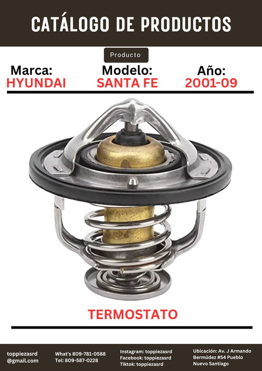 25500-37200: Termostato Hyundai SANTA FE 2001-09. Kia SORENTO 2.7 2001-09.