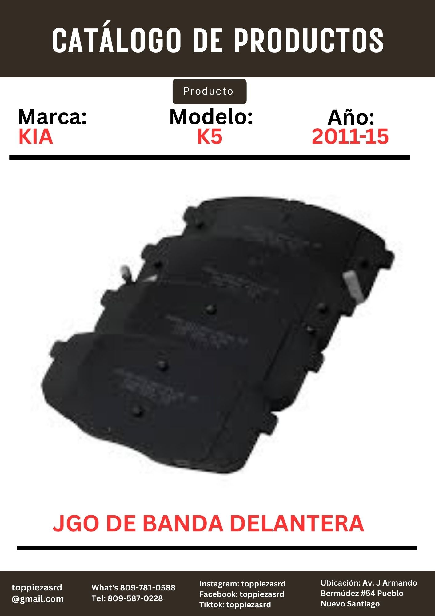 MD1397: Jgo De Banda Delantera Kia K5 2011-15.