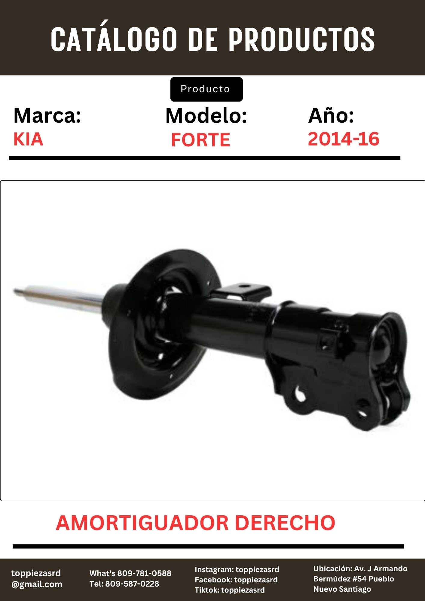 54661-A7200: Amortiguador Delantero RH/DERECHO Forte 2014-18.