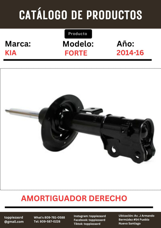 54661-A7200: Amortiguador Delantero RH/DERECHO Forte 2014-18.