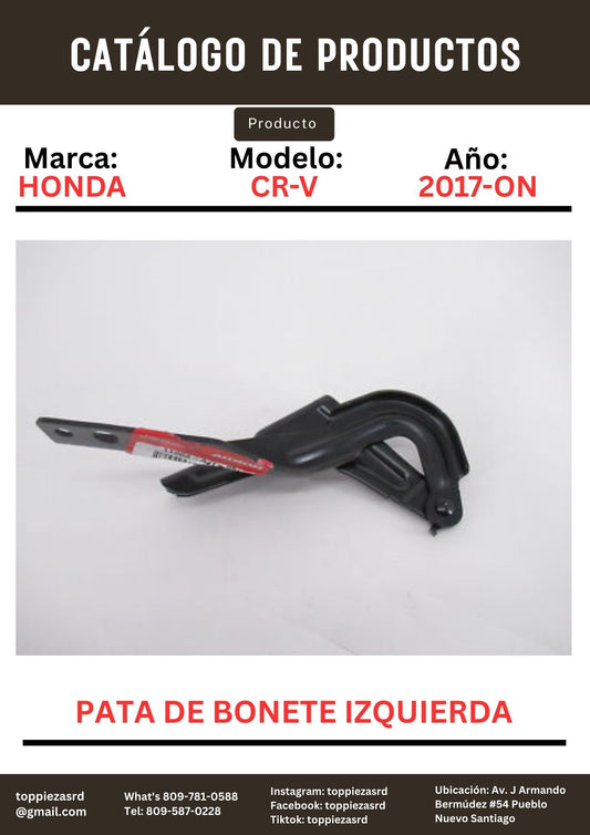 60170-TLA-A00ZZ: Pata De Bonete Izquierda Honda CR-V 2017-ON.