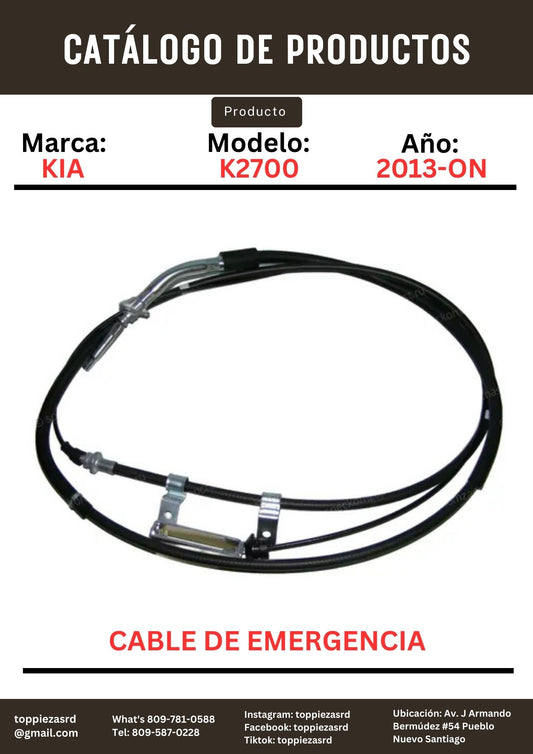 59911-4E011: Cable De Emergencia Delantero Kia BONGO K2700 2013-ON.