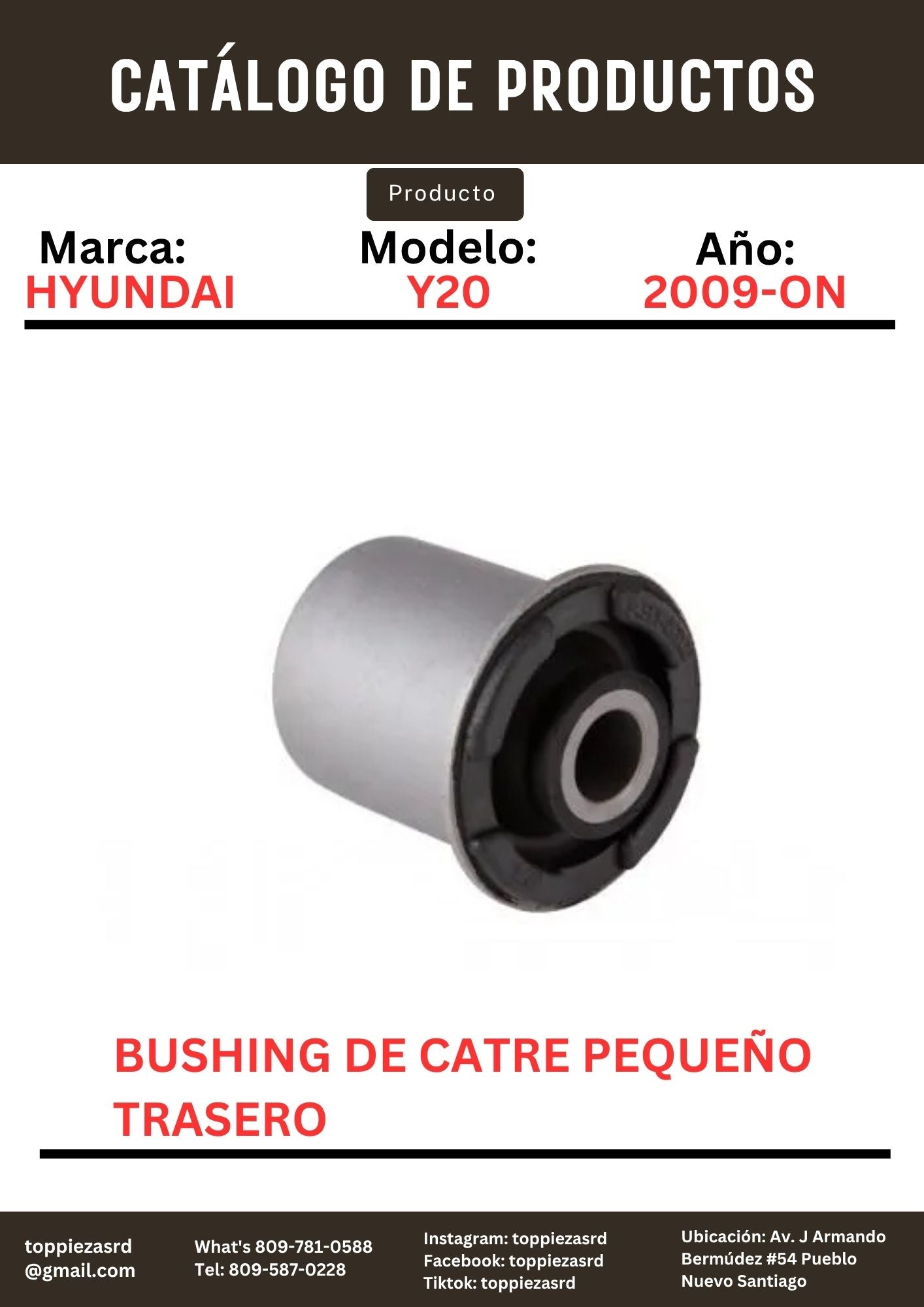 54551-3R000: Bushing De Catre Pequeño Trasero Hyundai Y20 2009-ON. Kia K7/SORENTO/K5 2011-ON.