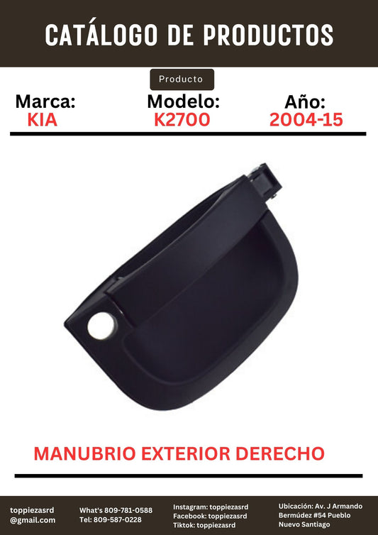82660-4E000: Manubrio De Puerta Exterior Derecho Kia K2700 2004-15.