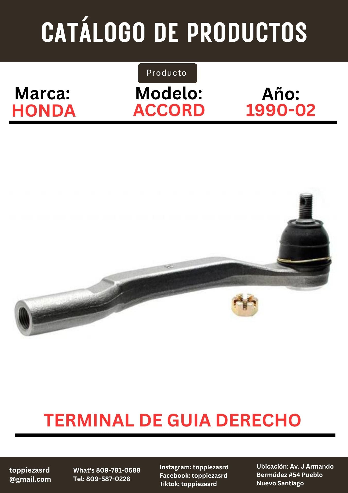 53540-SM4-004: Terminal De Guía Derecho Honda ACCORD 1990-02.