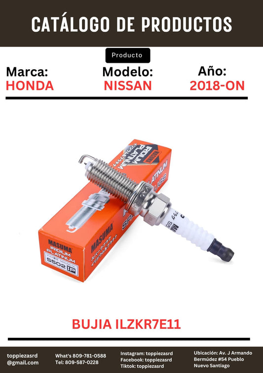 ILZKR7E11 / VR7NII33X / XP5683 / 22401-ED815: Bujia Honda CR-V 2015-25 Accord 2013-22 Corolla 2009-22 Tilda Versa Sentra Altima Rogue 2007-18