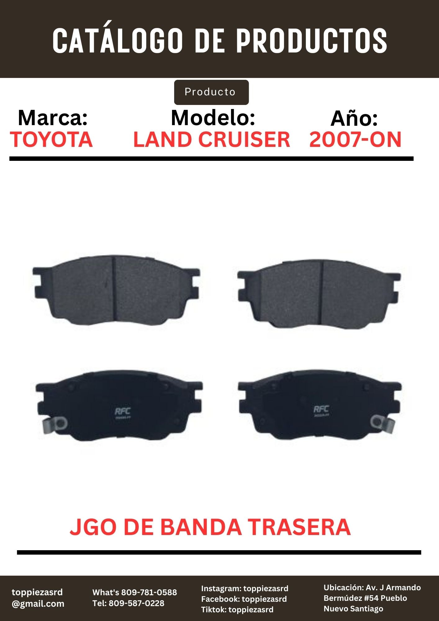 MD1304/04466-0C010: JGO De Banda Trasera Toyota Land Cruiser TUNDRA LX570 2007-20