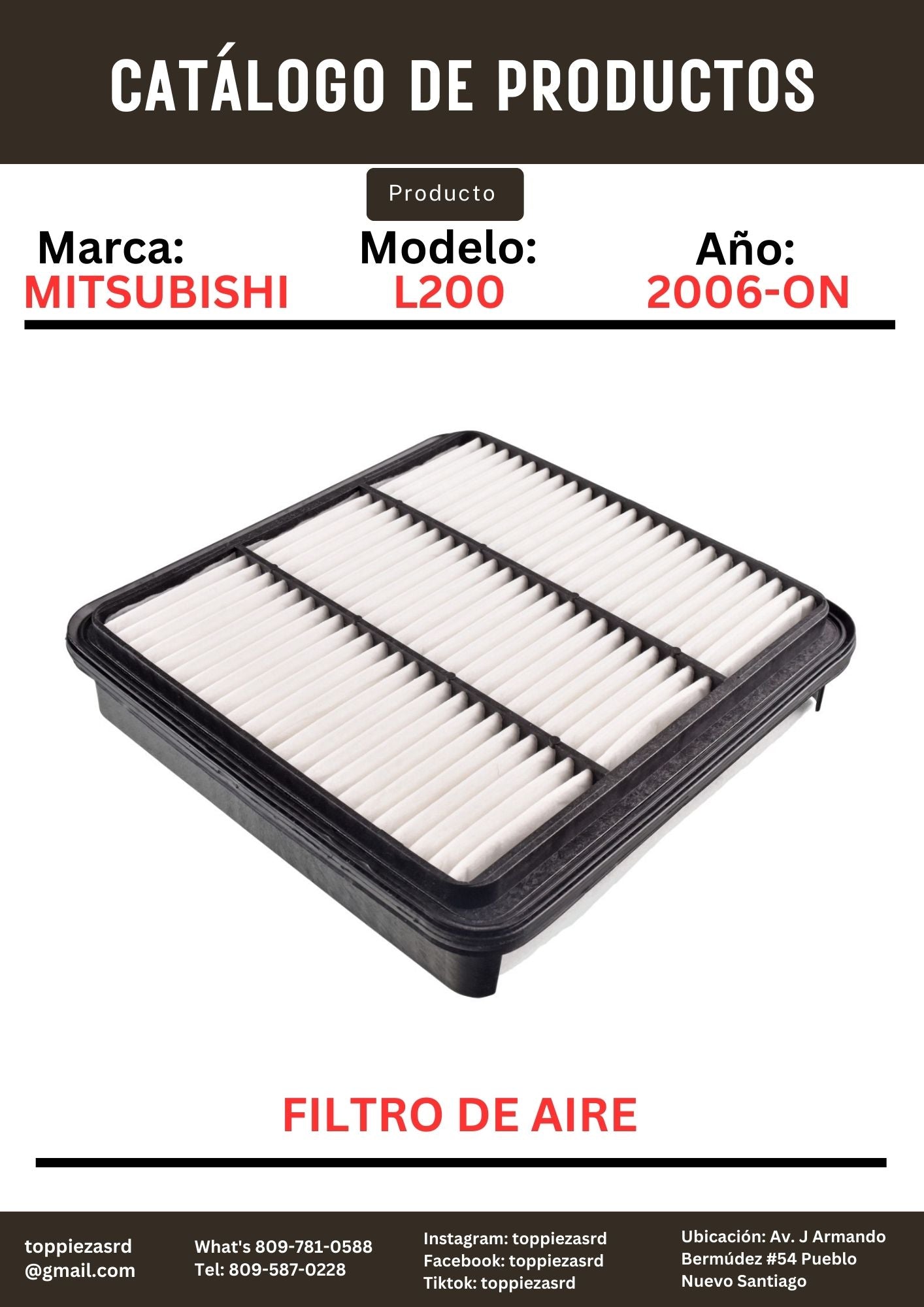 1500A098: Filtro De Aire Mitsubishi L200/TRITON 2006-ON.