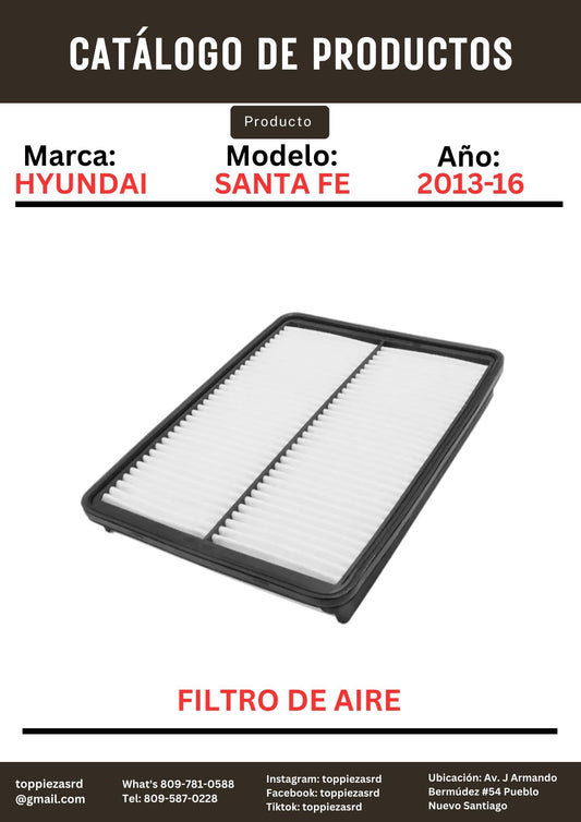 28113-2W100: Filtro De Aire Hyundai SANTA FE 2013-16. Kia SORENTO 2012-ON.