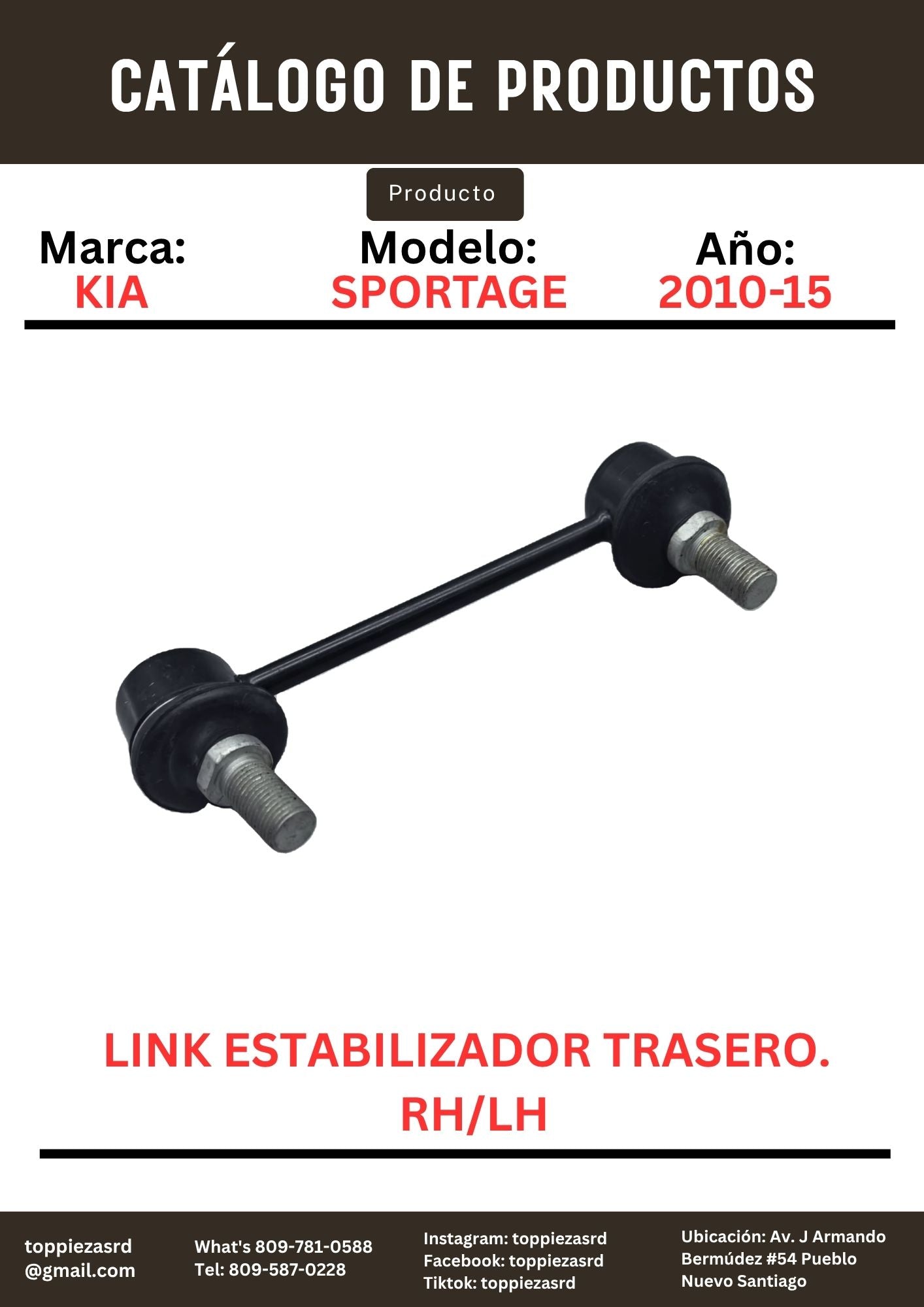55530-2S200: Link Estabilizador Trasero Derecho/RH & Izquierdo/LH. Kia SPORTAGE. Hyundai TUCSON 2010-15.