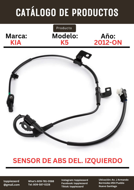 59810-4C000: Sensor De ABS Delantero Izquierdo Kia K5 2012-ON.