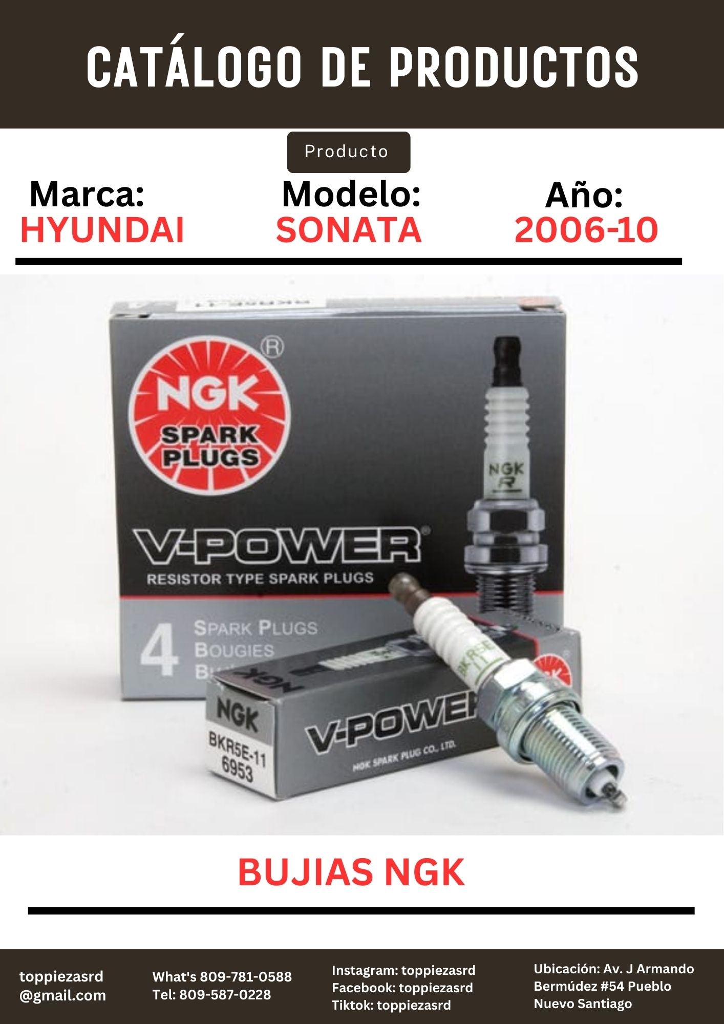 BKR5E-11: Bujias NGK-6953 Hyundai N20 ,LOTZE. COROLLA, CAMRY 84-08  RAV4 96-08 MAZDA 323 89-01  HIGHLANDER 01-07  CIVIC 87-11 ACCORD 89-07 CR-V 97-06 SENTRA 88-06 VITARA 89-10 SIDECKIC 89-98 MONTERO SPORT 97-08 MONTER0 89-08