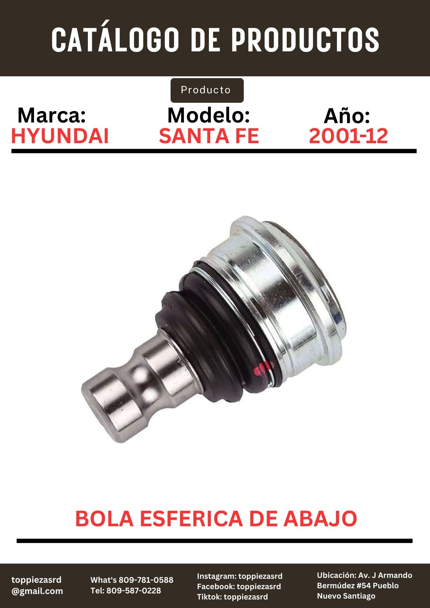 54530-2B000: Bola Esférica De Abajo Hyundai SANTA FE 2001-12.