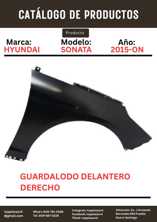 66321-C1000: Guardalodo Delantero Derecho Hyundai SONATA LF 2015-ON.