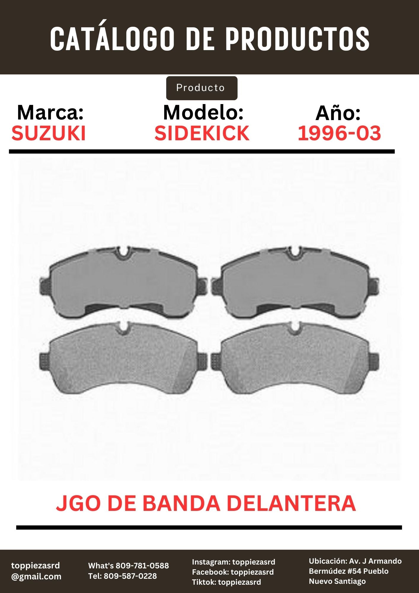 MD680/55200-77E00: JGO De Banda Delantera Suzuki Sidekick 89-98  GRAND VITARA 1996-03.