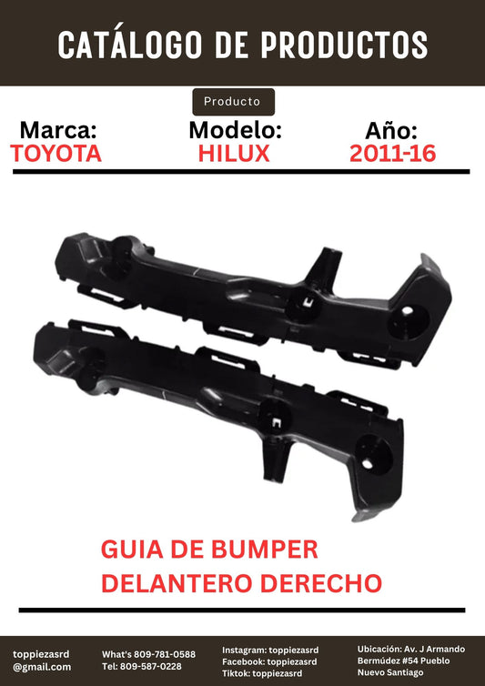 52115-0K060: Guia De Bumper Delantero Derecho Toyota HILUX 2011-16.