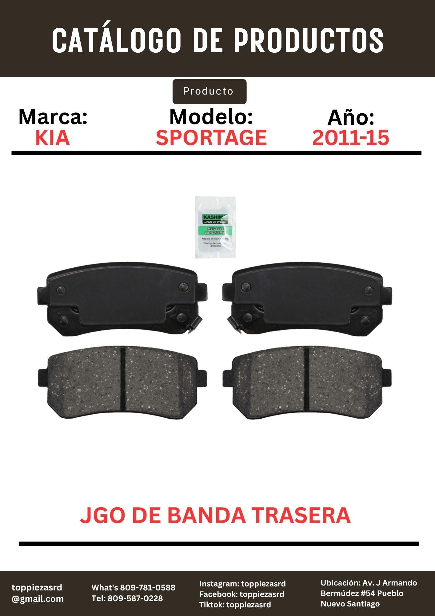 MD1446: JGO De Banda Trasera Kia SPORTAGE 2011-15. Hyundai Y20/TUCSON 2009-12.