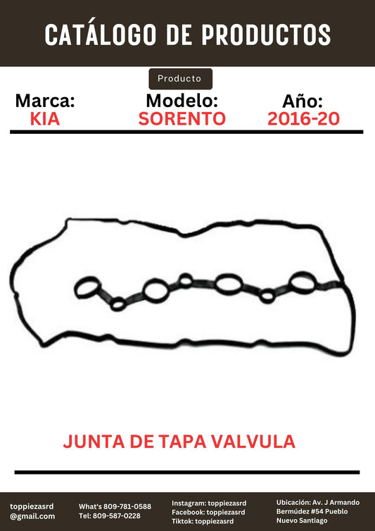 22441-2GGB0: Junta De Tapa Válvula Kia SORENTO 2016-20. Hyundai SONATA 2015-ON/SANTA FE 2017-20.