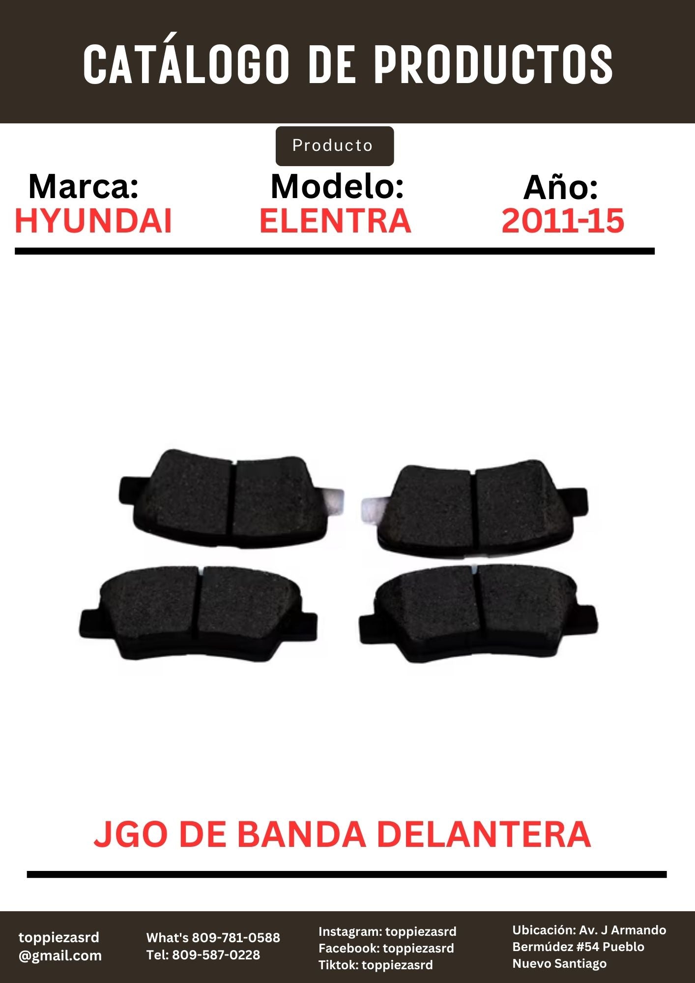 MD1432: JGO De Banda Delantera Hyundai SANTA FE 10-17 SORENTO 11-15