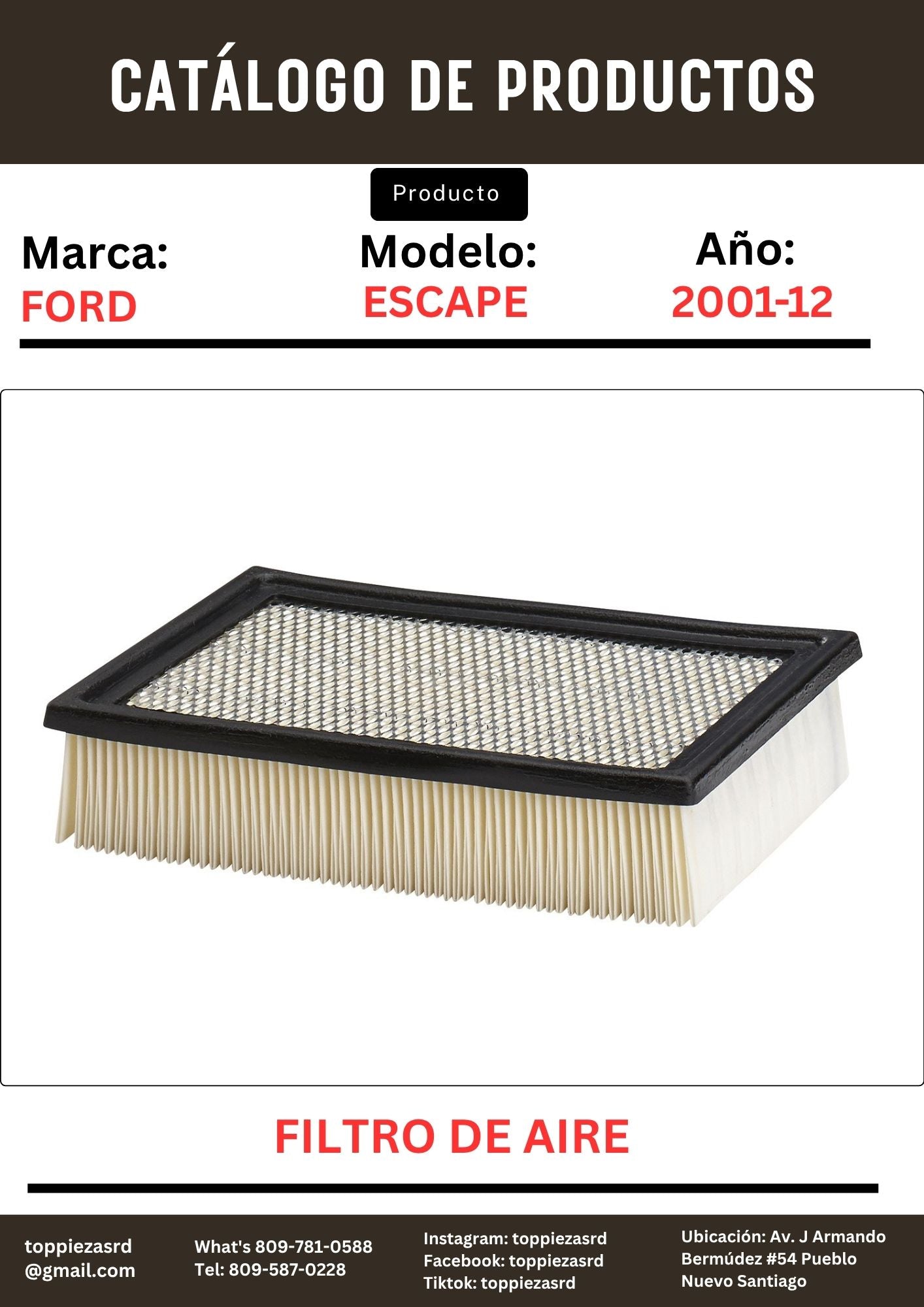 A35323: Filtro De Aire Ford Escape 3.0 2001-12.