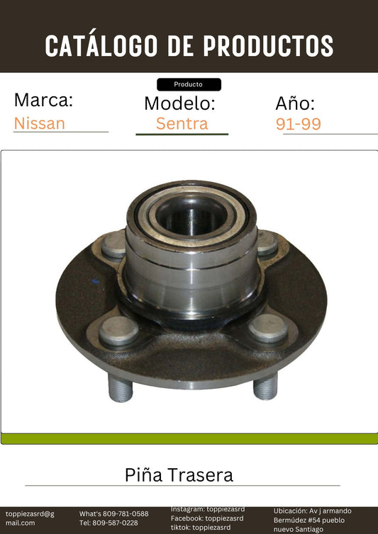 512025/43200-50Y00: Piña Trasera Sentra B14 1995-99. Sentra B13 1991-94.