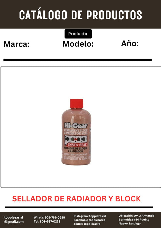 HG9048S: HI-GEAR Sellador De Radiador & Block 8oz.