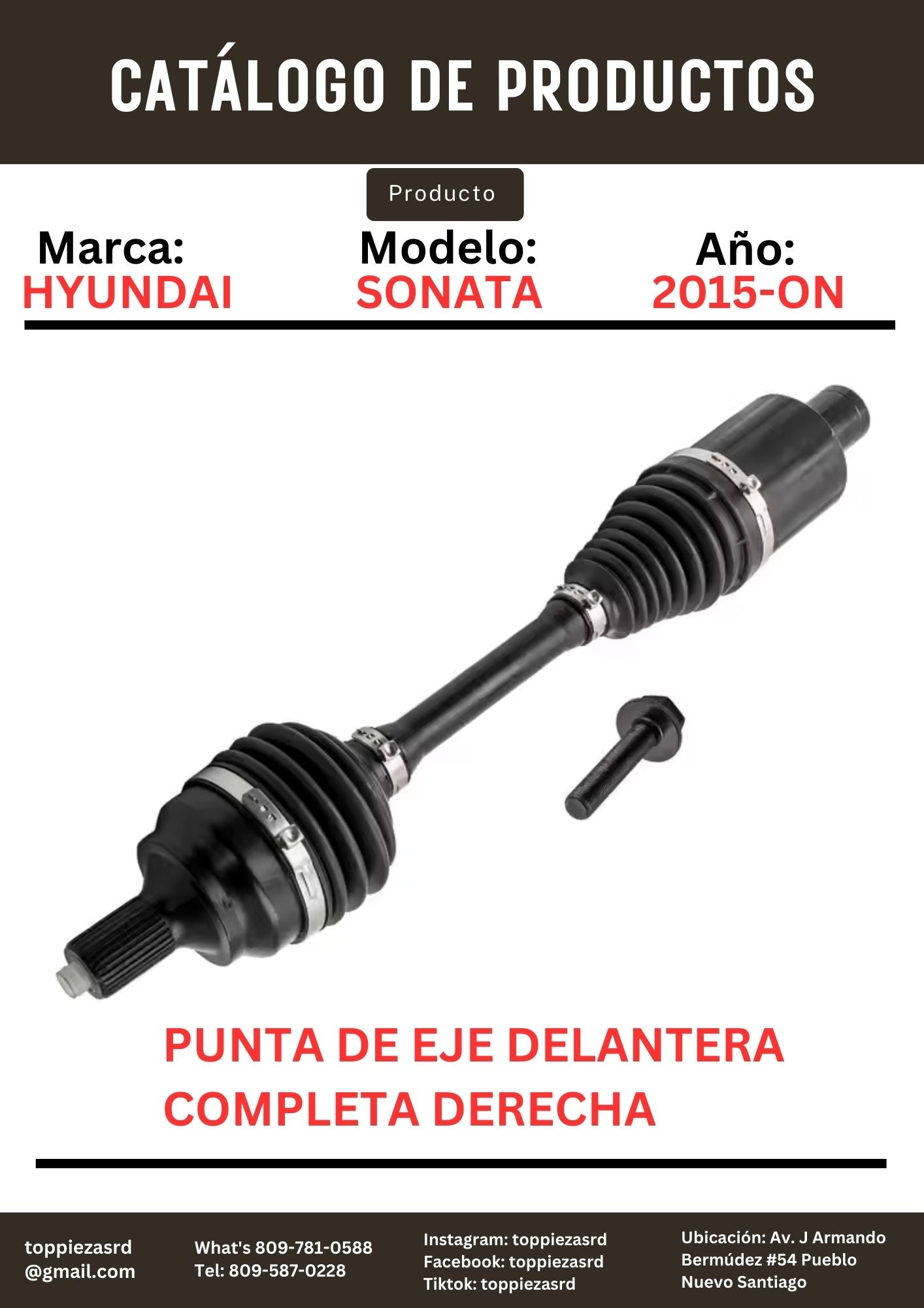 49501-C1150: Punta De Eje Delantera Completa Derecha Hyundai SONATA LF 2015-ON. Kia K5 2015-ON.