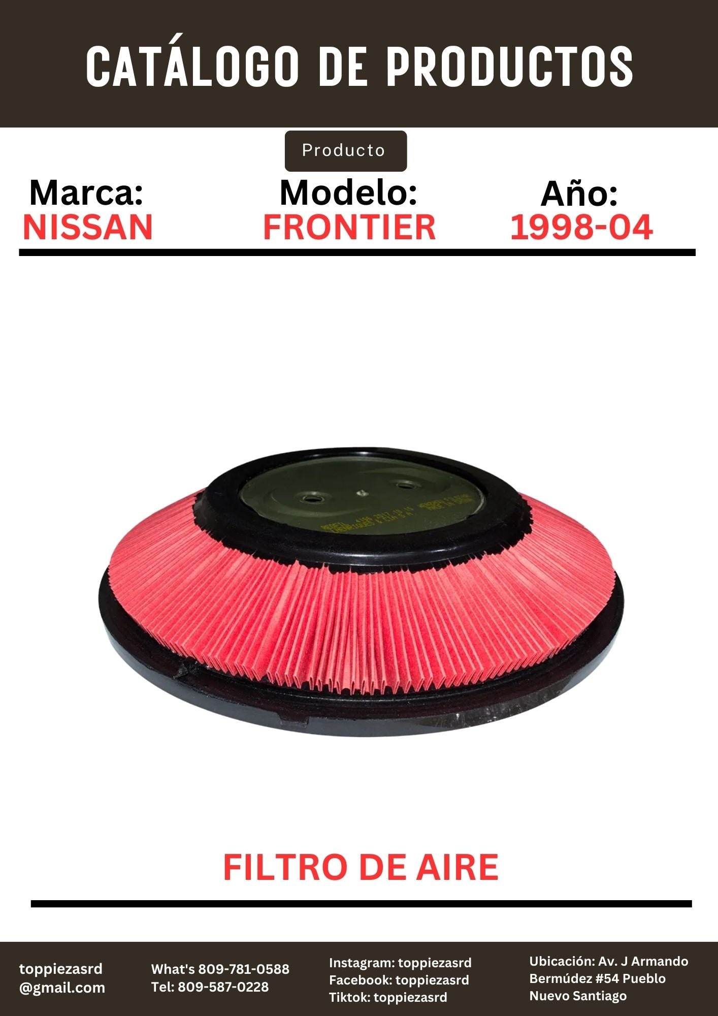 16546-86G00: Filtro De Aire Nissan FRONTIER/QUEST 1998-04.