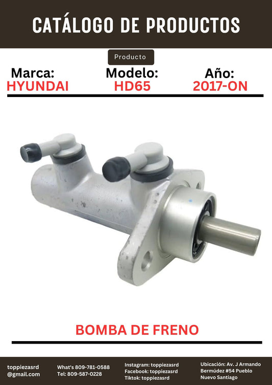 58620-5L000: Bomba De Freno Hyundai HD65 2017-ON.