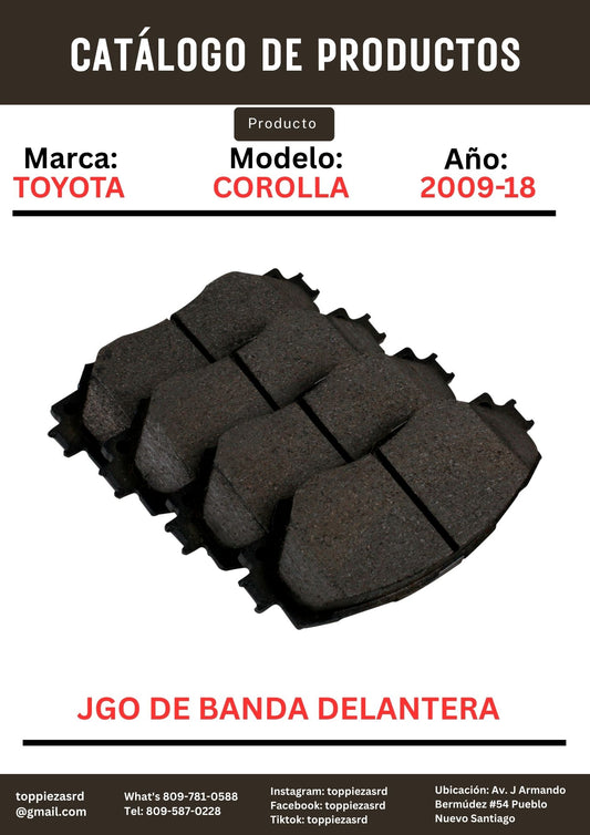 MD1210: JGO De Banda Delantera Toyota Corolla MATRIX  2009-18. RAV4 2006-18 4CIL