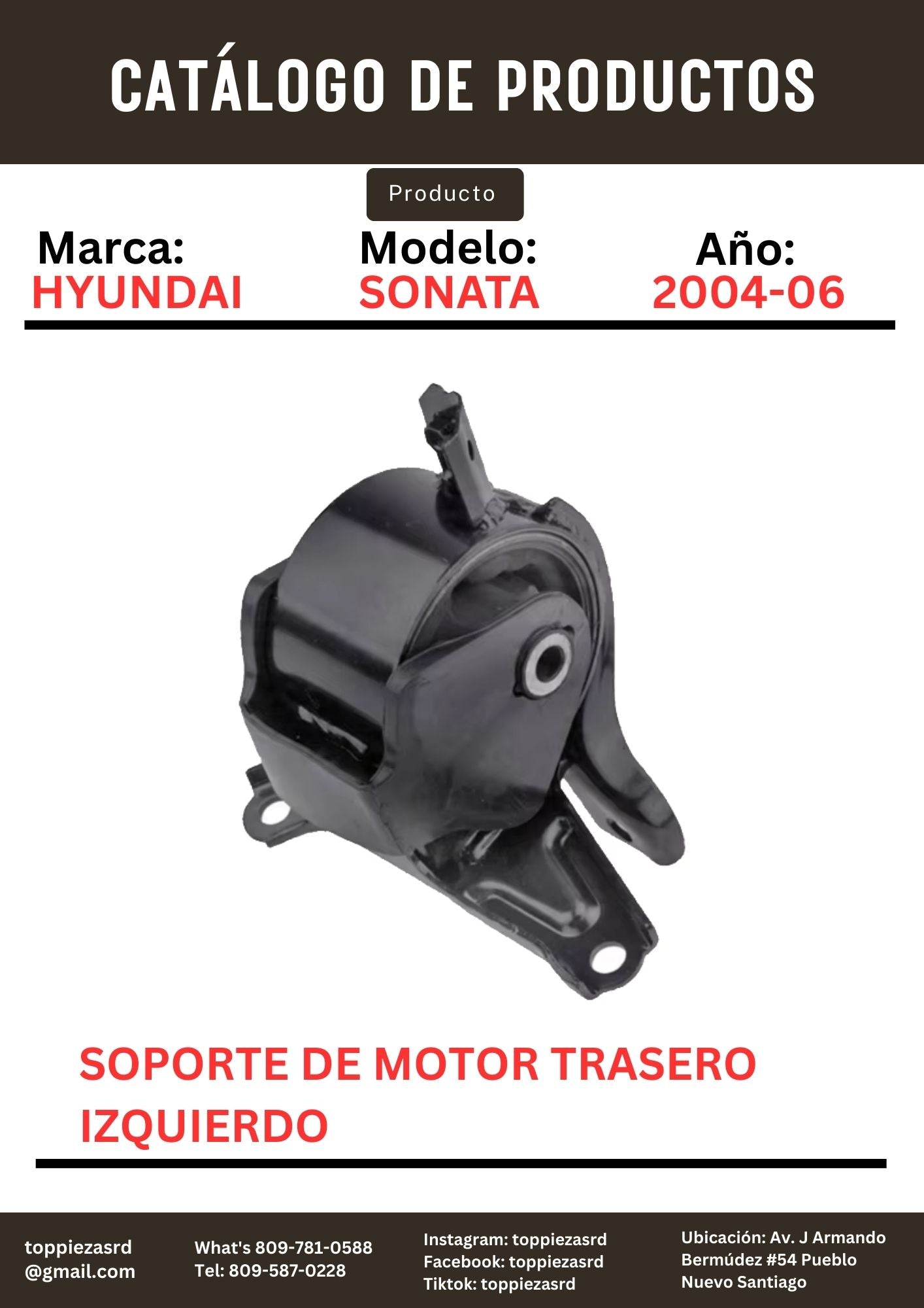 21830-3K000: Soporte De Motor Trasero Izquierdo Hyundai SONATA N20 2004-06.