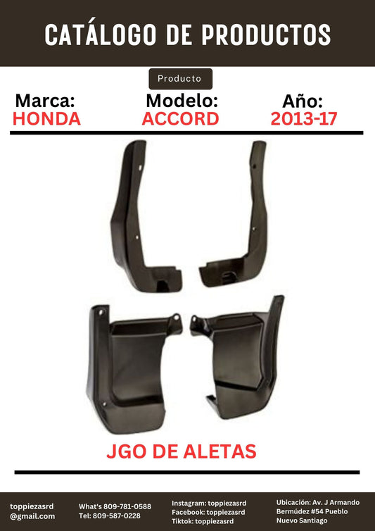 08P00-T2A-100: Jgo De Aletas 4PIEZAS Honda ACCORD 2013-17.