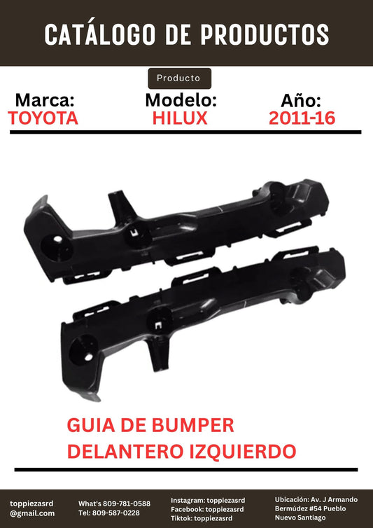 52116-0K060: Guia De Bumper Delantero Izquierdo Toyota HILUX 2011-16.