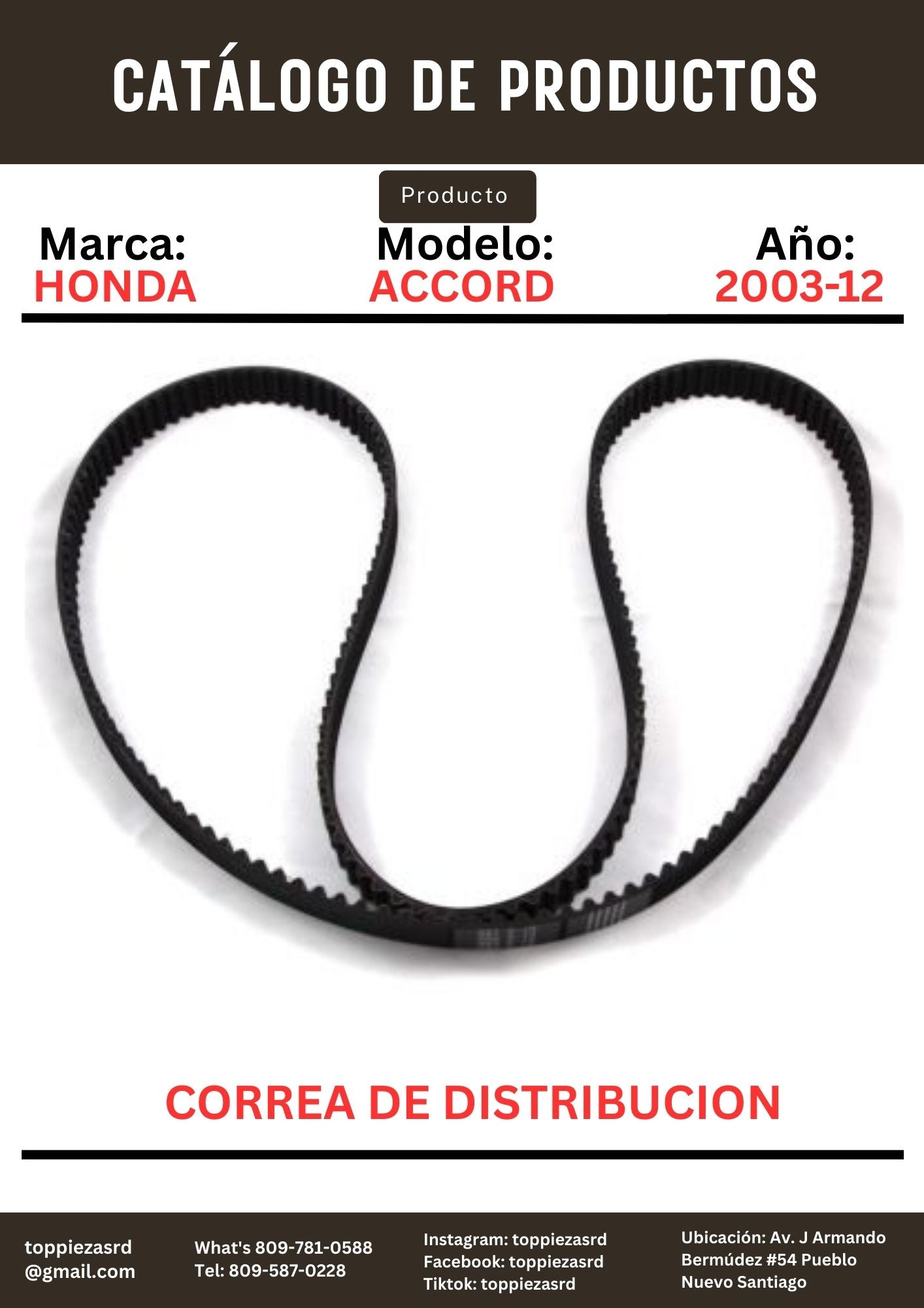 14400-RCA-A01: Correa de Distribución Honda ACCORD 2003-12.