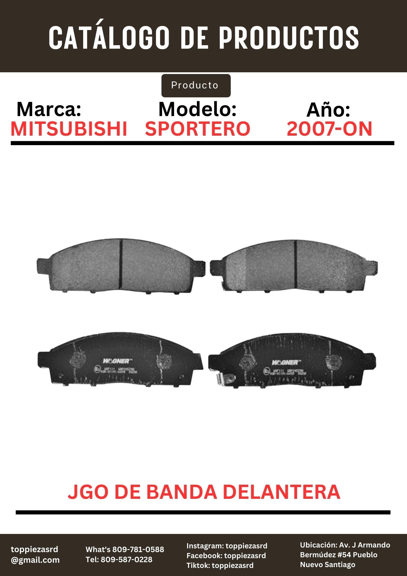 MD1519: Jgo De Banda Delantera Mitsubishi SPORTERO L200 2007-ON.