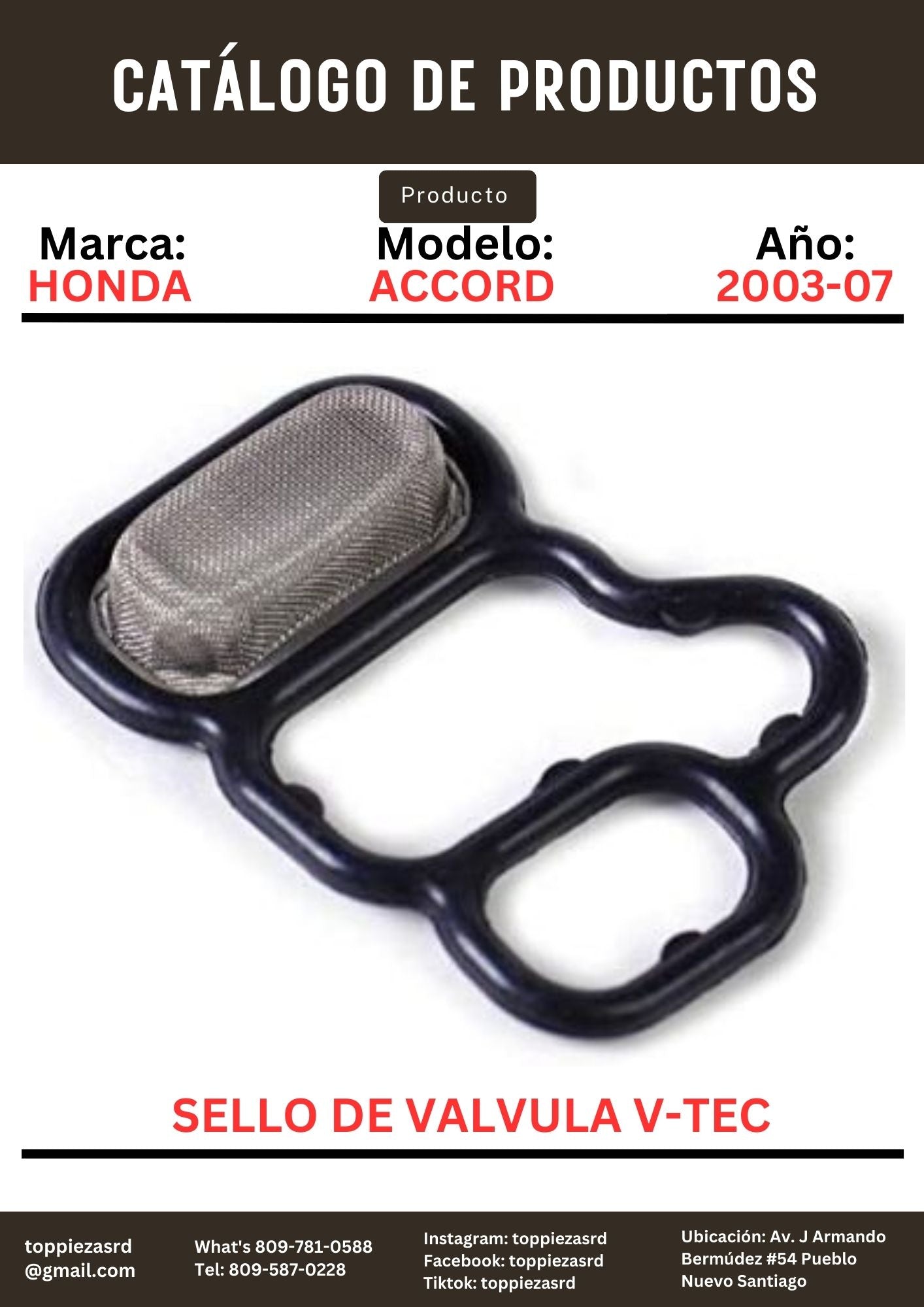 15815-RAA-A01: Sello De Válvula V-TEC Honda ACCORD/CR-V 2003-07.