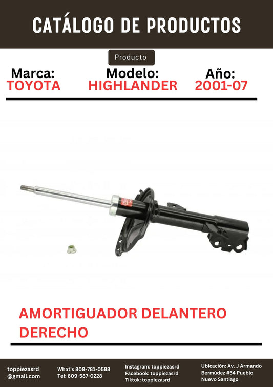 334399/48510-48071: Amortiguador Delantero Derecho Toyota HIGHLANDER 2001-07.