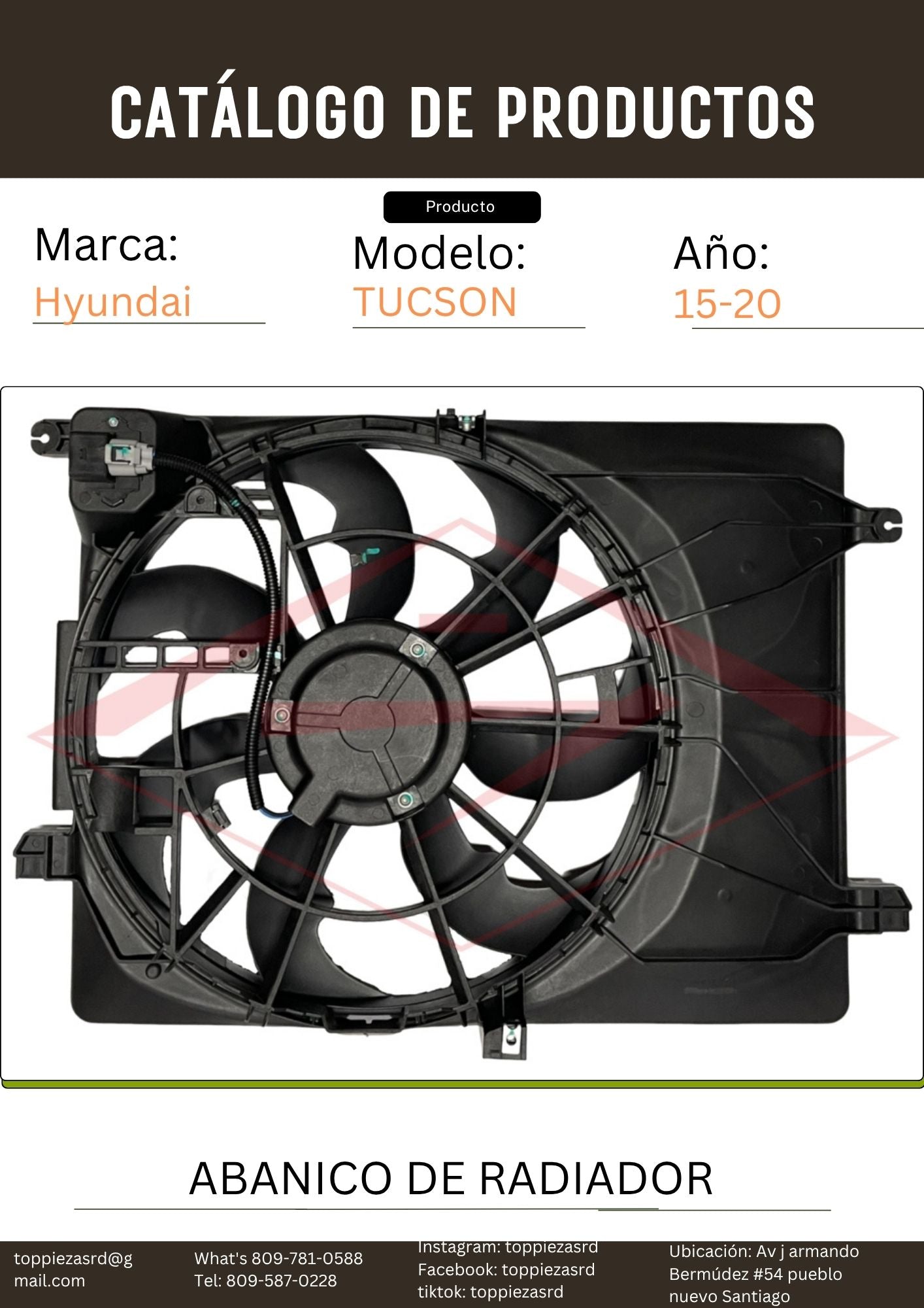 25310-D3500: Abanico De Radiador Hyundai Tucson 2015-20.