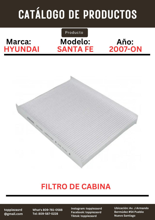 97133-2B005: Filtro De Cabina Hyundai SANTA FE 2007-ON.