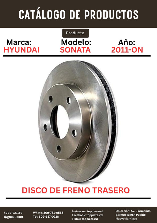 58411-3S000/1H300: Disco De Freno Trasero Hyundai SONATA Y20/TUCSON/K5 SPORTAGE 2011-15.