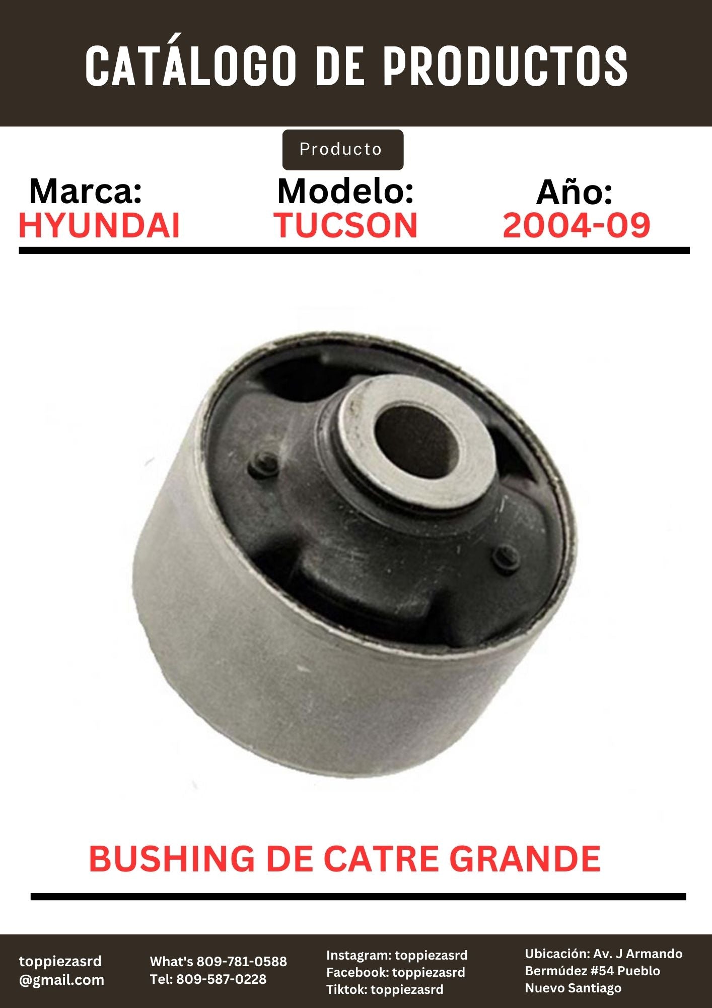 54584-2E000: Bushing De Catre Grande Hyundai TUCSON/ELANTRA 2004-09.