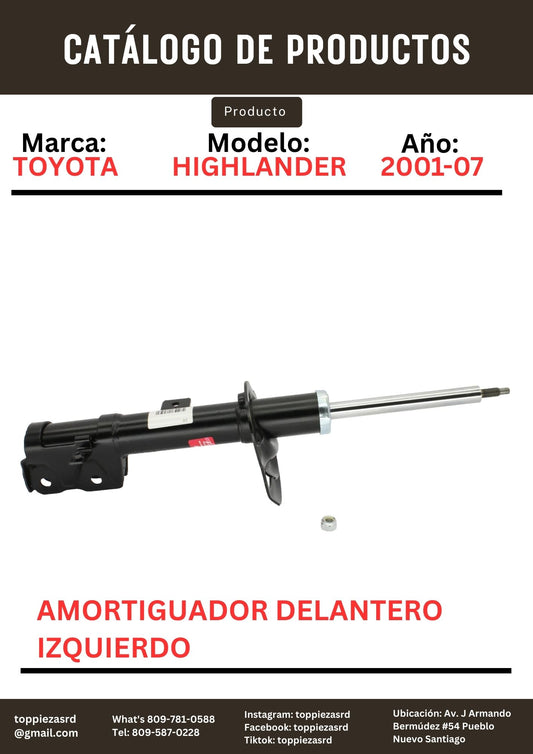 334400/48520-49545: Amortiguador Delantero Izquierdo Toyota HIGHLANDER 2001-07.