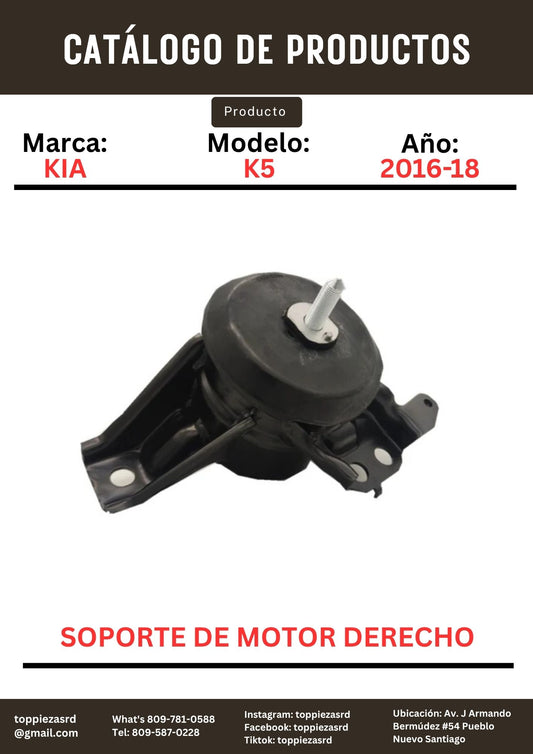 21810-C1020: Soporte De Motor Derecho Kia K5 2016-18. Hyundai SONATA LF 2015-ON.