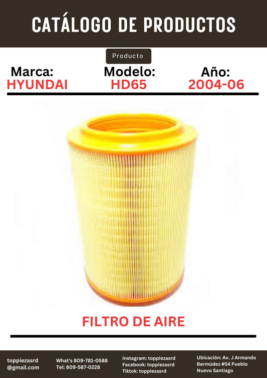 28130-5H001/5H002: Filtro De Aire Hyundai HD65/HD78 2004-06.