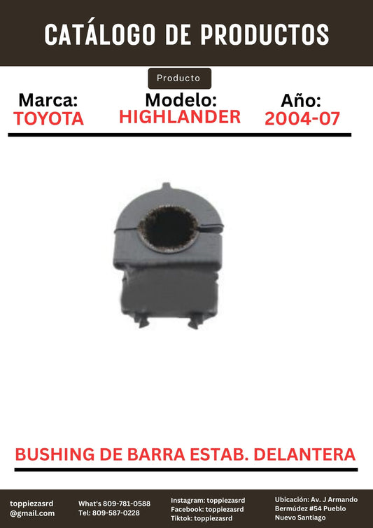 48815-48040: Bushing De Barra Estabilizdor . Delantera Toyota HIGHLANDER   RX330 2004-07.