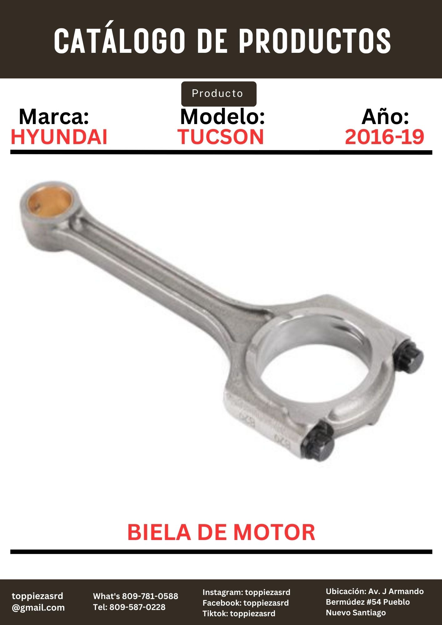 23510-2E001: Biela De Motor Hyundai TUCSON 2016-19, Y20 2011-15. Kia K5 2011-15.