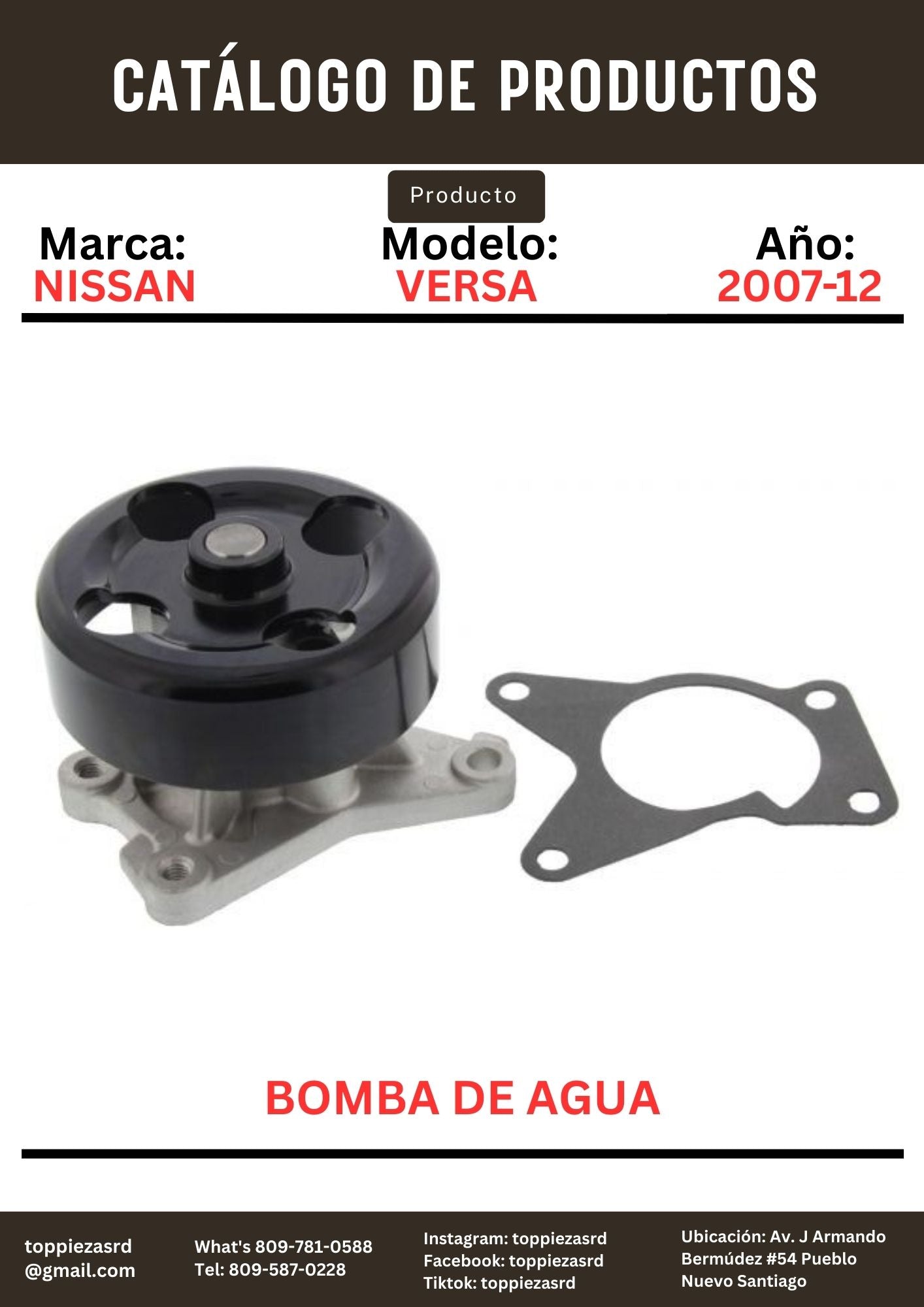 21010-ET025: Bomba De Agua Nissan VERSA 2007-12.