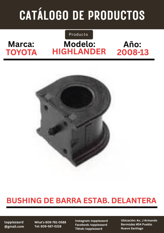 48815-48070 48815-AE030/AE020: Bushing De Barra Estabilizador  Delantera Toyota HIGHLANDER 2008-20 sienna 03-20