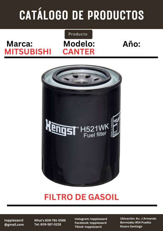ME035829: Filtro De Gasoil Mitsubishi CANTER FUSO.