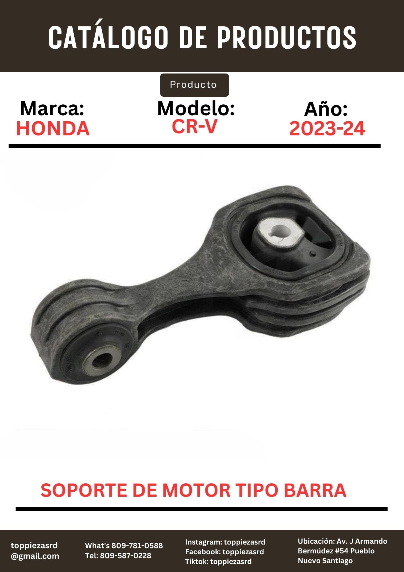 50890-3A0-A11: Soporte De Motor Tipo  hueso Honda CR-V 2023-24.